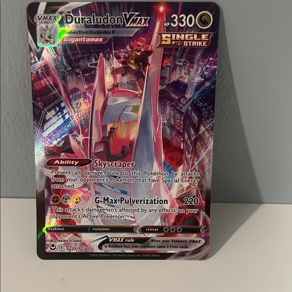 Pokemon Duraludon VMAX Trading Card - Red, Purple, Silver
